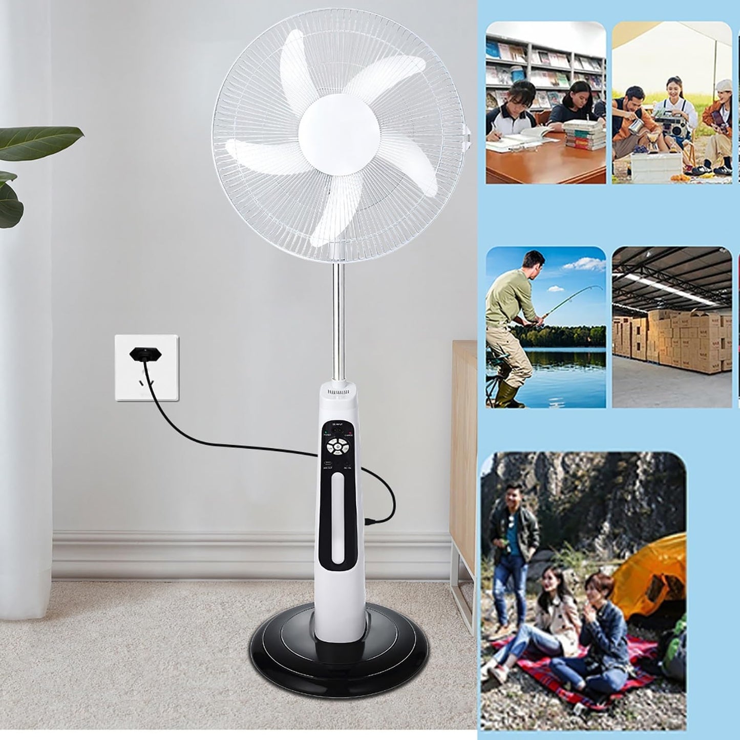 Ventilateur Solaire Portable 4-en-1 avec Télécommande