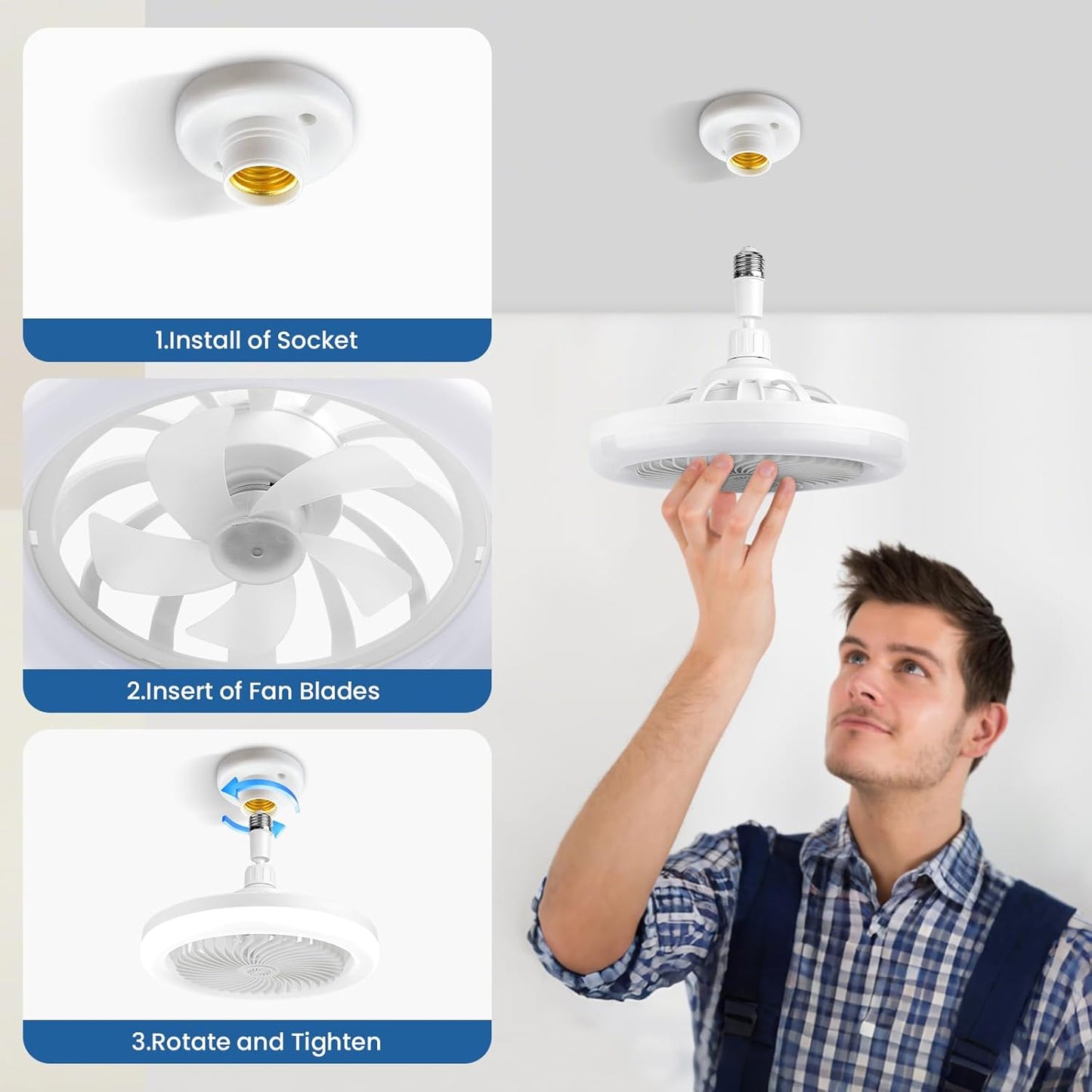 Lampe Ventilateur de Plafond LED avec Télécommande