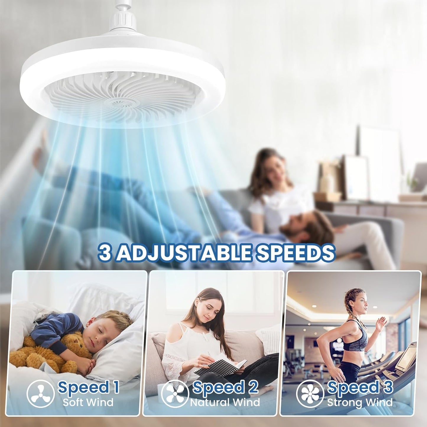 Lampe Ventilateur de Plafond LED avec Télécommande
